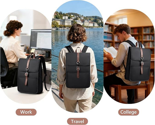 Laptop Backpack for Women & Men, Slim Business Work Backpack with USB Charging Port,Travel Computer Backpack Bag, 15.6 Inch Lightweight Water Resistant Casual Daypack for Office/College/Commuter-Black