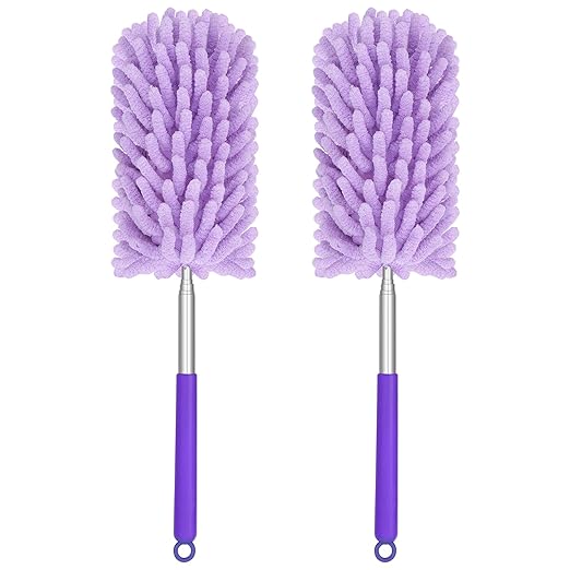 Mini Duster for Cleaning, 360° Bendable Hand Dusters with Extension Pole, Washable Small Duster for Car Interior, Office, Furniture
