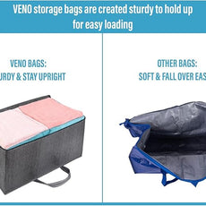 VENO 10 Pack Moving and Storage Bags, Heavy Duty, Alternative to Moving Boxes, Large Packing Totes Supplies for College Dorm Room with Zipper for Clothes, Wide Open Design (Dark Gray, 10 Pack)