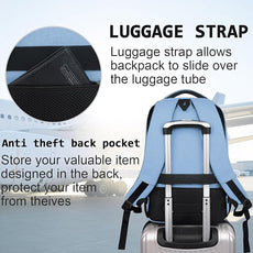 Laptop Backpack,Business Travel Anti Theft Slim Durable Laptops Backpack with USB Charging Port,Water Resistant College Computer Bag for Women & Men Fits 15.6 Inch Laptop and Notebook-Pale Blue