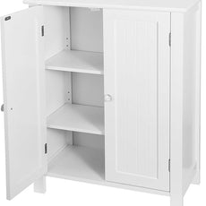 SUPER DEAL Modern Bathroom Floor Storage Cabinet with Adjustable Shelf and Double Door Rust Proof, Living Room Modern Home Furniture Storage Organizer Cabinet