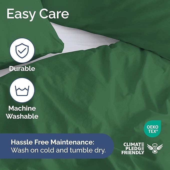 Duvet Cover Cal King Size Set - Extra Soft Cal King Size Duvet Cover 104 x 98 with 2 Pillow Shams - Hotel Luxury & Fade Free w/Zipper Closures & Ties - Comfy Breathable Bedding Set (Emerald Green)