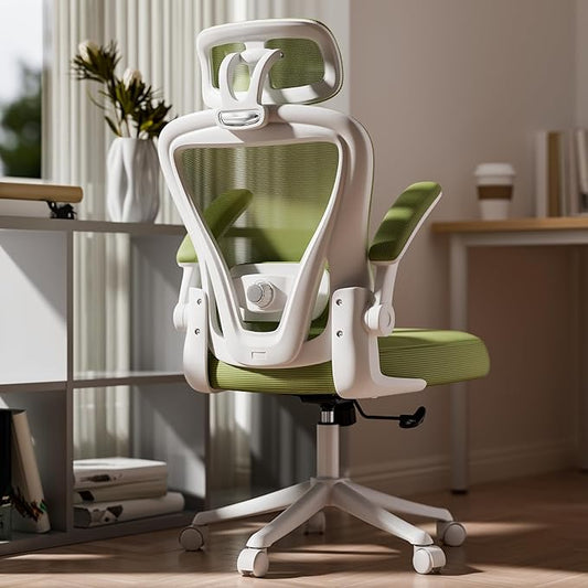 Ergonomic Office Chair M903, Computer Desk Chair with Wheels, High Back Mesh Office Chair with Adjustable Lumbar Support, Headrest, Flip-Up Armrests, Green