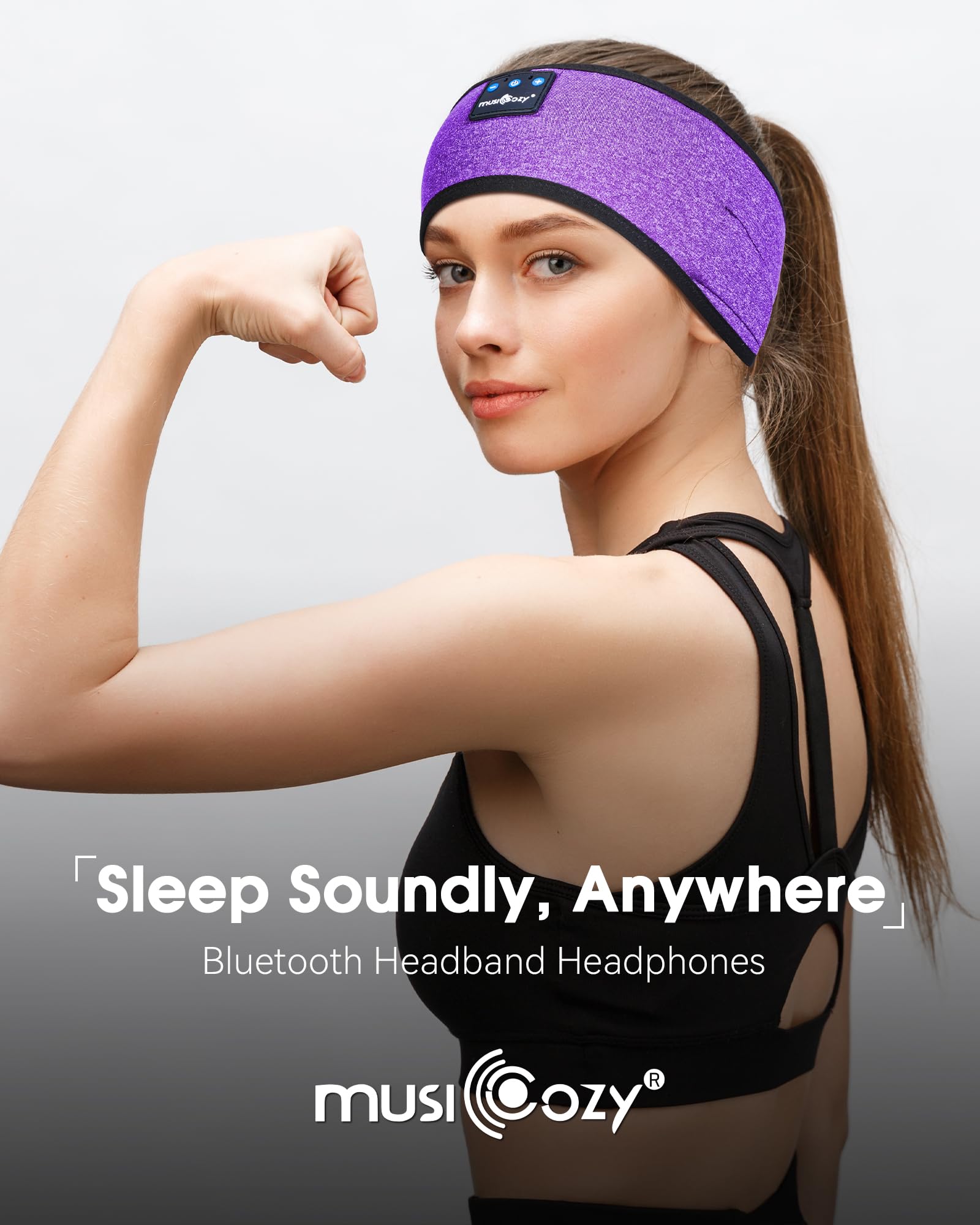 MUSICOZY Sleep Headphones Bluetooth 5.4 Headband, Sports Wireless Earphones Sweat Resistant Earbuds Sleeping Headphone with Ultra-Thin HD Stereo Speaker for Workout Running Cool Gadgets Unique Gifts Dormly