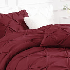 Andency Burgundy Oversized King Comforter Set (120x98Inch), 3 Pieces Lightweight Pinch Pleat Cal King Bedding Comforters & Sets, Oversized Pintuck Soft Fluffy Down Alternative Bed Set for All Season