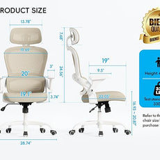 TRALT Office Chair - Ergonomic Office Chair with Back Support, Computer Chair - Home Office Desk Chairs, 330lbs Wide Seat Big and Tall Office Chairs with Headrest, Comfy Desk Chairs (Beige)