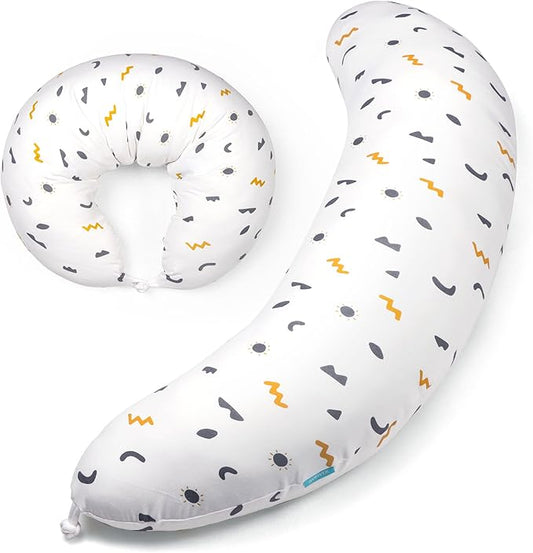 BYRIVER Firm C Shaped Pregnancy Pillows for Sleeping, Belly Hip Leg Knee Support Side Sleeper Body Pillow, Cuddle Snuggle Maternity Pillow, Zipper Cooling Jersey Cotton Pillowcase, Gifts for Mom
