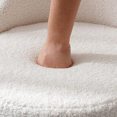 Modern Swivel Ottoman Vanity Chair, Sherpa Upholstered Barrel Club Chairs 360°Degree Swivel Side Chair with Storage, Comfy Makeup Stool for Bedroom Living Room, White