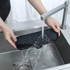 Silicone Bathroom Soap Dishes with Drain Spout-Bathroom and Kitchen Sink Organizer,Sponge Holder,Dish Soap Tray,Perfect for Dispenser,Scrubber,Bottle,Cup on Sink or Counter-Black 12