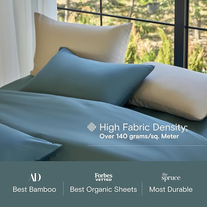DOZ Duvet Cover Set, 100% Viscose derived from Bamboo, Organically Grown, Buttery Soft, Cooling Duvet Covers, High GSM, 1 Duvet Cover and 1 Pillowcase, 70"x90" (Teal, Twin/Twin XL)