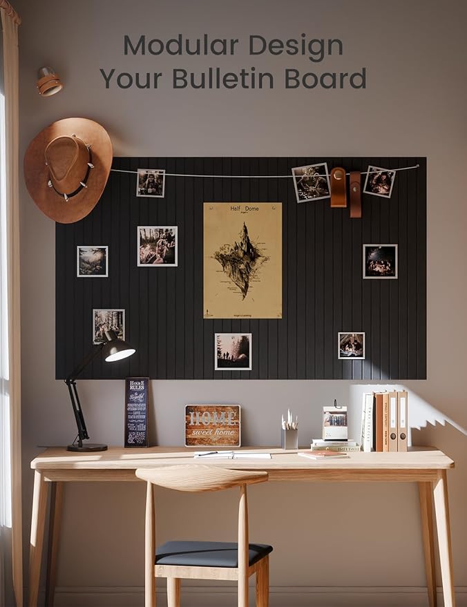 Large Felt Bulletin Board 48" X 36" Large Cork Board Alternative-12 Pack with 70 Safe Removable Adhesive Tabs, Cork Boards for Walls Cork Board for Home Office Classroom Pin Board (Black)