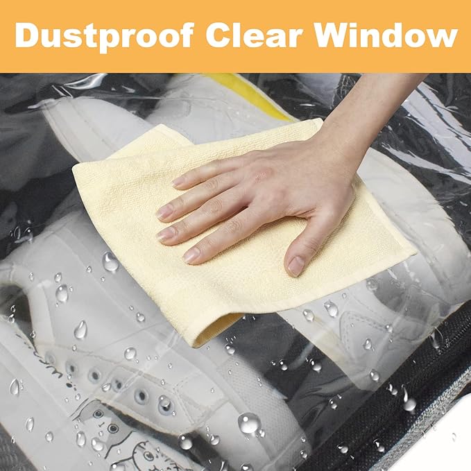 homyfort Under Bed Shoe Storage Organizer Fits 12 Pairs- Underbed Shoe Container Solution Shoes Box Bins with Clear Window for Sneakers,High Heels,Flip Flop(Black)