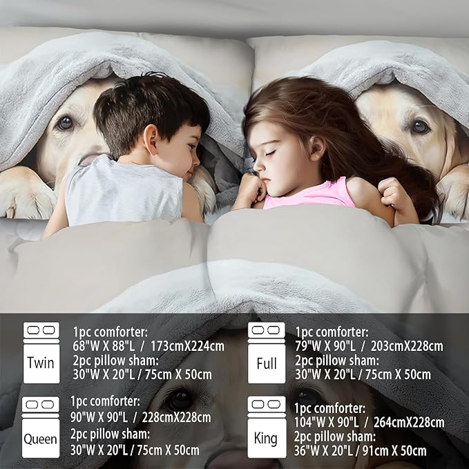 Grey Dog Comforter Set King Size Boy,Kawaii Pet Dog Animal Print Bedding Set for Girl,Cute Pet Puppy Print Comforter Quilt for Boys,Kawaii Animal Puppy Dog Pals Bedding Bedroom Bed Decor