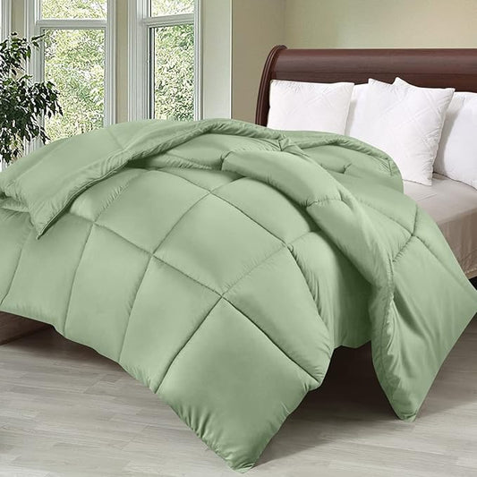 Utopia Bedding Comforter Duvet Insert, Quilted Comforter with Corner Tabs, Box Stitched Down Alternative Comforters Twin Size (Sage Green)