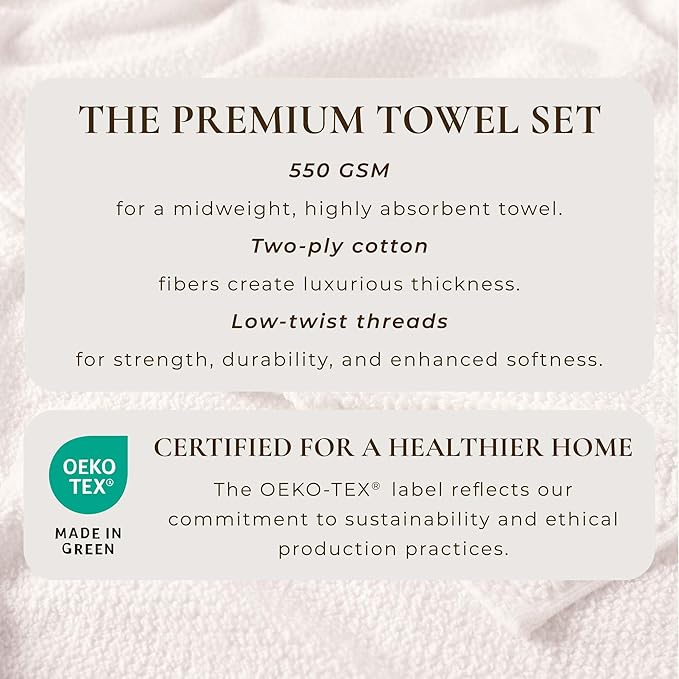 Great Bay Home 100% Cotton 4 Pack 54x27 Bath Towel Set - Absorbent, Quick-Drying, Durable Towels for Bathroom Decor - Low-Twist, Two-Ply Fibers (Ivory)