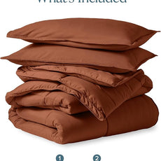 Bare Home Comforter Set - Full Size - Ultra-Soft - Goose Down Alternative - Premium 1800 Series - All Season Warmth (Full, Terracotta)
