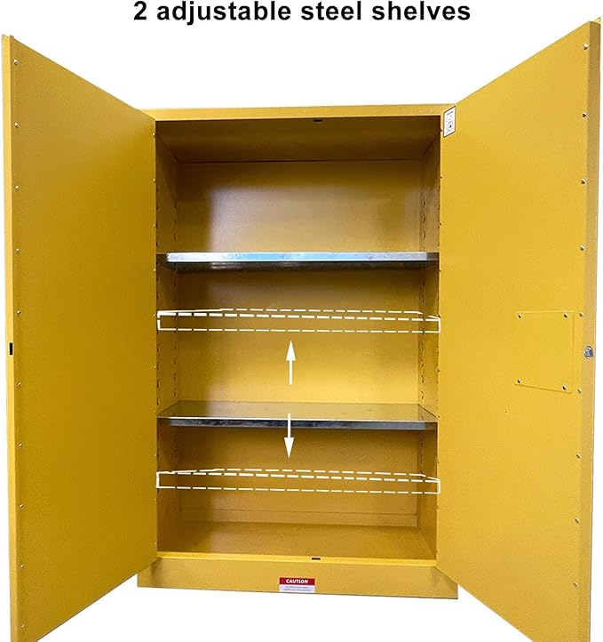 koxuyim Industry Safety Fireproof Cabinet 43" x 18.1" x 65.2" Explosion Proof Double Wall Construction Cold-Rolled Steel 45 Gal Flammable Safety Cabinet, ROHS & CE Certified for Industrial