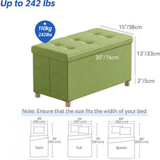 BRIAN & DANY 30 Inches Folding Storage Ottoman Bench, Ottoman with Storage Bench for Bedroom, Living Room, Entryway, Foot Rest with Legs, Bright Green