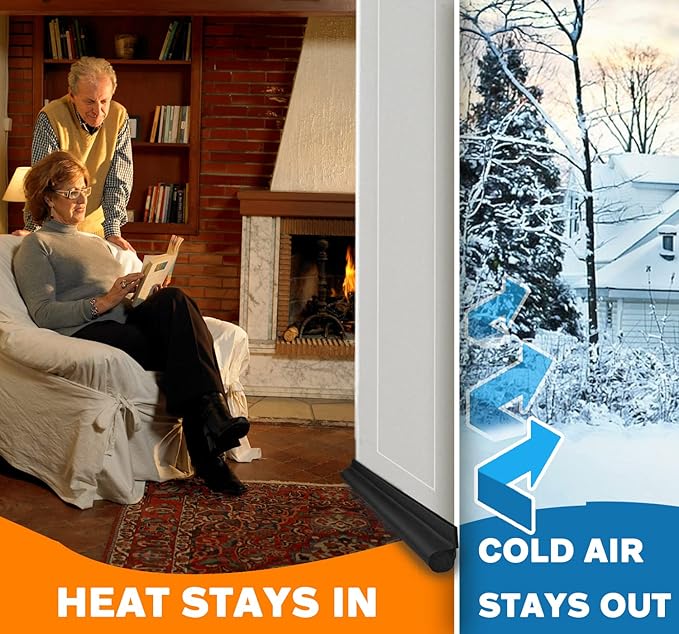 MAXTID Door Draft Stopper 36 Inch Black Adjustable Door Draft Blocker Front Door Draft Guard for Bottom of Doors Weather Stripping Door Seal Strip