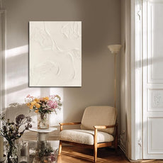 CHUDANHAO Abstract Hand Painted Wall Art Beige Wall Decor Line Hanging Art 32