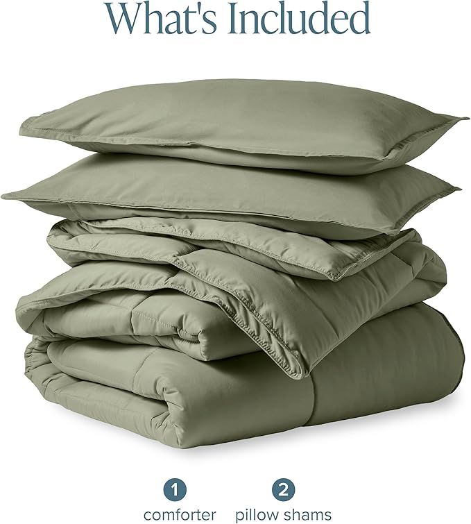 Bare Home Comforter Set - King/California King Size - Ultra-Soft - Goose Down Alternative - Premium 1800 Series - All Season Warmth (King/Cal King, Sage)