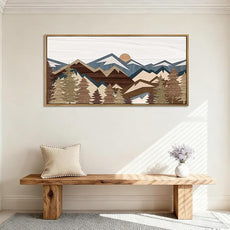 BINCUE Large Mountain Wall Art Framed Boho Wall Decor Mountain Artwork for Office Living Room Bedroom 20x40 Inches