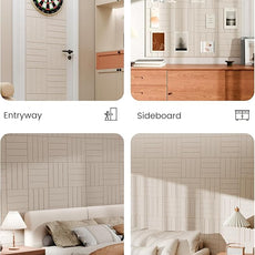 Bumusty Large Cork Board Alternative-47 x35 Felt Bulletin Board Tiles, with 30 Pushpins, 70 Adhesive Tabs, 12-Pack Slat Wall Paneling, Cork Boards for Office Push Pin Board Felt Board-Oatmeal