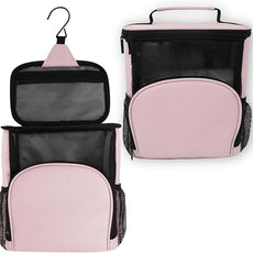 College Dorm Room Essentials for Girls - Original Shower Caddy Dorm - Portable, Durable, Roomy, Foldable Water Resistant Shower Bag in Light Pink with Metal Hook for Hanging (Blush Pink)