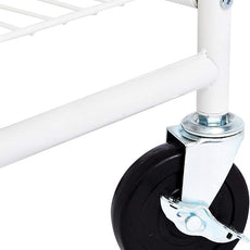 Amazon Basics Rectangular Laundry Hamper Basket Butler Cart with Wheels and Hanging Rack, White