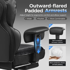 COMHOMA Big and Tall Office Chair 400LBS Heavy Duty Gaming Chair with Deluxe Embossing Leather High Back Wider Ergonomic Computer Chair with Foot Rest 150°Reclining Pocket Spring Lumbar Support