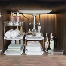 Bathroom Organizers And Storage – With Multipurpose Holder, 2 Sets of 3-Tiers Stackable Under Sink Bathroom Drawer Organizer Multi-Purpose Pantry Organizer And Kitchen Organization With Dividers