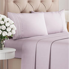 Queen Size 4 Piece Sheet Set - Comfy Breathable & Cooling Bed Sheets Set - Hotel Luxury Bedding for Women, Men, Kids, Teens, Boys & Girls - Deep Pockets, Soft, Wrinkle Free - Oeko-Tex - Light Lavender