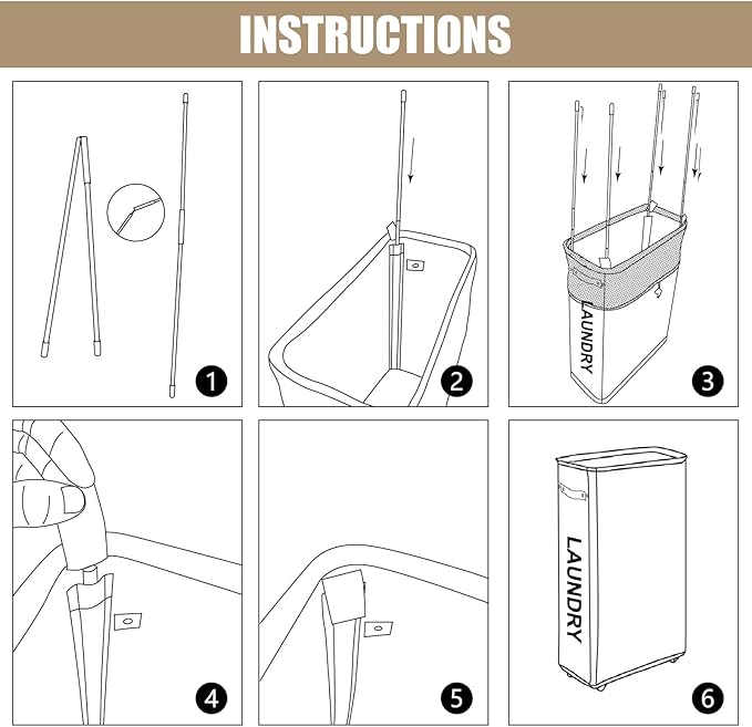 DOKEHOM 29-Inches Enlarged Slim Laundry Basket with Removable Wash Bag on Wheels, Collapsible Rolling Laundry Hamper, Foldable Narrow Corner Clothes Storage Bins (Beige)