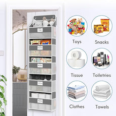Over The Door Organizer Hanging, 2 Pack 5 Shelf Behind The Doors Storage, Pantry Door Organizer, Closet Organizers for Bedroom and Nursery (Dark Grey)