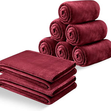 IR Imperial Rooms Fleece Blankets Queen Size 90x90 Inches- 8 Pack - Super Soft Fluffy Throw Blanket for Sofa and Bed - Warm and Cozy Lightweight 400 GSM Microfiber Bed Throws Blankets (Burgundy)