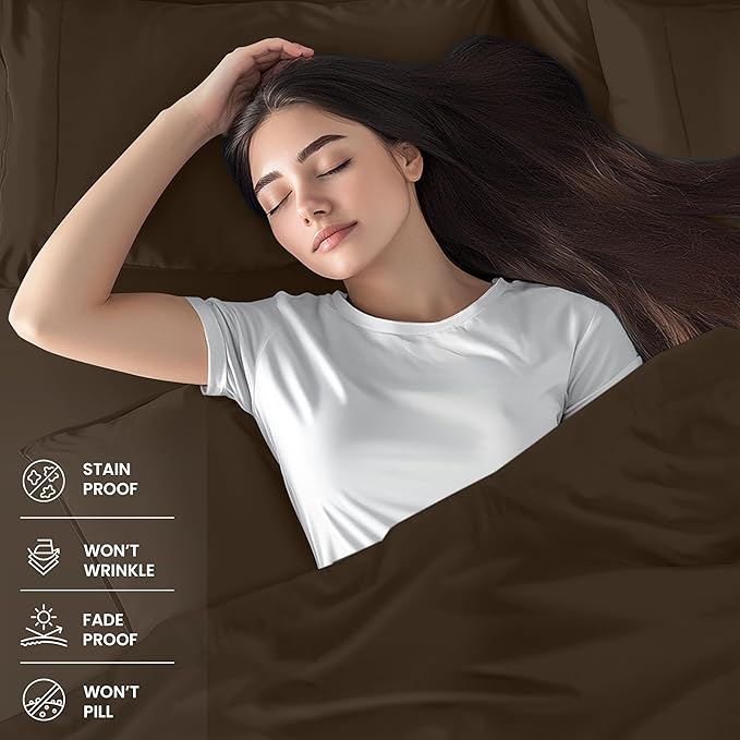 Utopia Bedding Twin Bed Sheets Set - 3 Piece Bedding - Brushed Microfiber - Shrinkage and Fade Resistant - Easy Care (Twin, Brown)