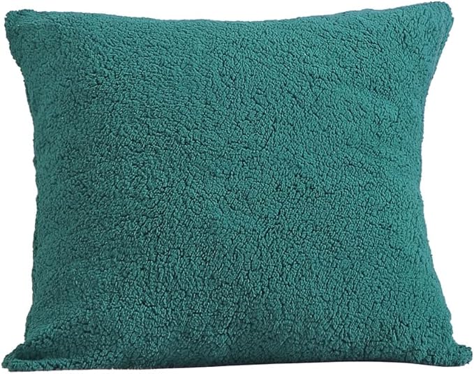 Reafort Ultra Soft Sherpa Euro Sham Pillow Case 26"x26" Replacement with Zipper Closure (Evergreen, 26"x26" Euro Sham)