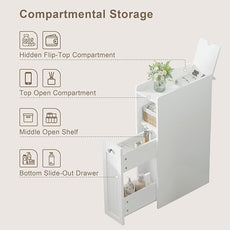ChooChoo Slim Bathroom Storage Cabinet, Small Narrow Storage Organizer with Slide Out Drawers, Freestanding Toilet Paper Holder, Bathroom Cabinet for Small Places, White