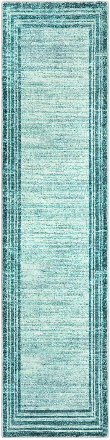 Lahome Modern Abstract Runner Rug, 2.5x10 Teal Long Kitchen Runner Non Skid Washablel Rug Runners for Hallways, Low Pile Soft Entryway Rug Indoor Floor Carpet Runner 10ft for Bedroom Laundry