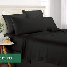 Pure Bamboo King Sheets, Genuine 100% Organic Viscose Derived from Bamboo Bed Sheet Set, Luxuriously Soft & Cooling, Double Stitching, 2 Year Quality Promise (King, Black)