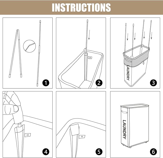 DOKEHOM 25-Inches Slim Laundry Basket on Wheels, Collapsible Rolling Laundry Hamper, Foldable Narrow Corner Clothes Storage Bins (Beige)