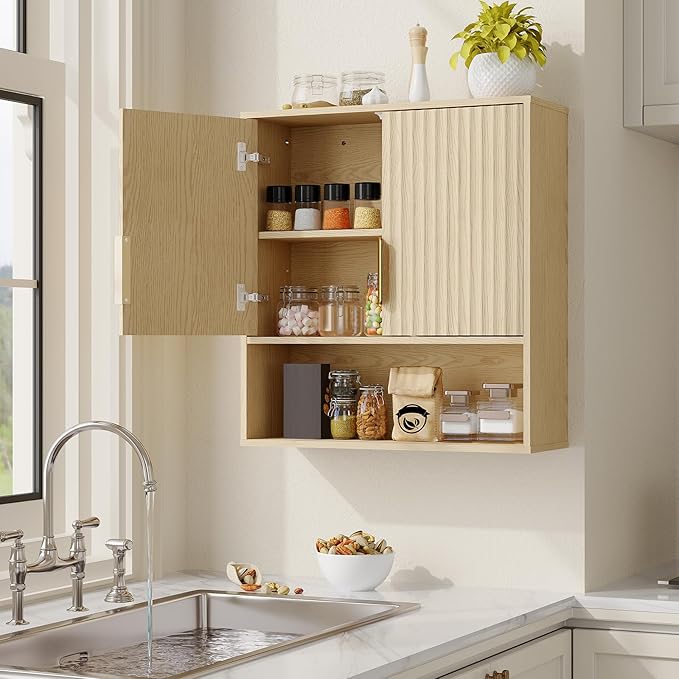 23 Inch Medicine Cabinet for Bathroom, Over Toilet Wall-Mounted Storage Cabinet with Adjustable Shelf, Waterproof MDF Cabinet for Bathroom Organization