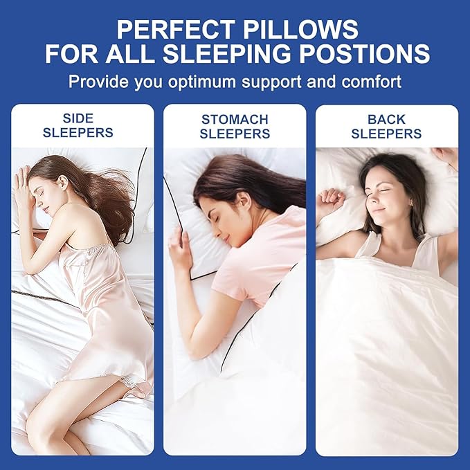Premium Pillows Queen Size Set of 4, Fluffy and Supportive 7D Down Alternative Bed Pillows, Luxury Soft Hotel Quality Gusseted Pillow for Side Back Stomach Sleepers, Relief Neck Head and Shoulder Pain