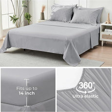 HYMOKEGE Light Grey Twin Comforter Set Seersucker 5 Pieces, All Season Luxury Bed in a Bag for Bedroom, Bedding Set with Comforters, Sheets, Pillowcase & Sham