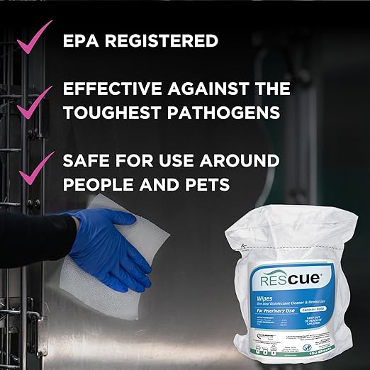 REScue Wipes Canister 6-Pack Refill Wipes – Disinfectant for Vets – Designed to Clean Kennels, Litter Boxes, More