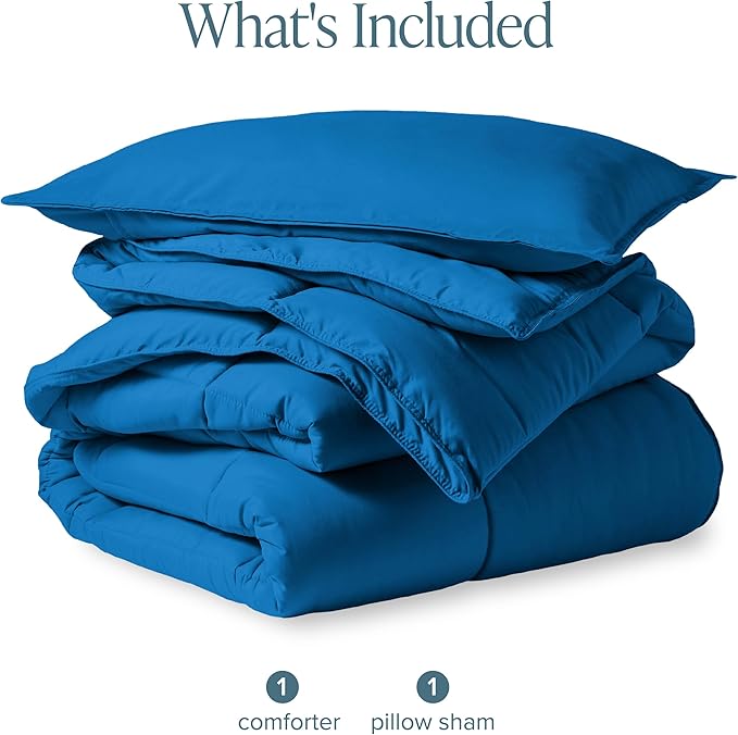 Bare Home Comforter Set - Twin/Twin Extra Long Size - Ultra-Soft - Goose Down Alternative - Premium 1800 Series - All Season Warmth (Twin/Twin XL, Medium Blue)