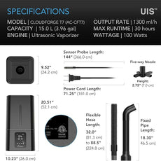 AC Infinity CLOUDFORGE T7, Plant Humidifier 15L with VPD Humidity Controls, 10-Level Precision Vaporizer, Extendable Hose, Targeting Pipe, and No-Leak Seal for Grow Tents
