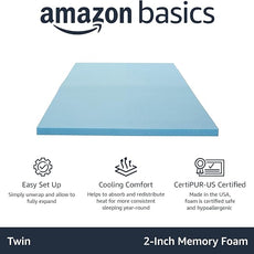Amazon Basics Twin Mattress Topper, Cooling Gel-Infused, CertiPUR-US Certified, 2 Inches, Blue