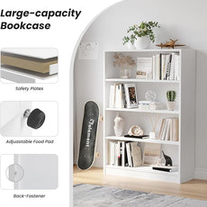 Farini 4 Shelf boockase Display Bookcase Freestanding Wooden Bookshelves for Home Office Living Room,48 Inch Height,White