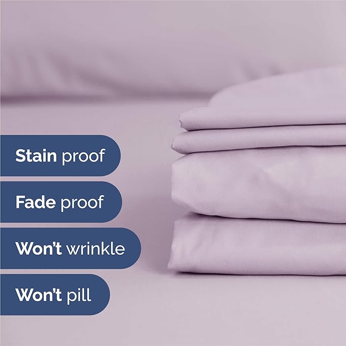 King 6 Piece Sheet Set - Cooling & Breathable Bed Sheets - Hotel Luxury Bed Sheets for Women, Men, Kids & Teens - Bedding w/Deep Pockets & Easy Fit - Soft & Wrinkle Free - King Light Lavender Sheets